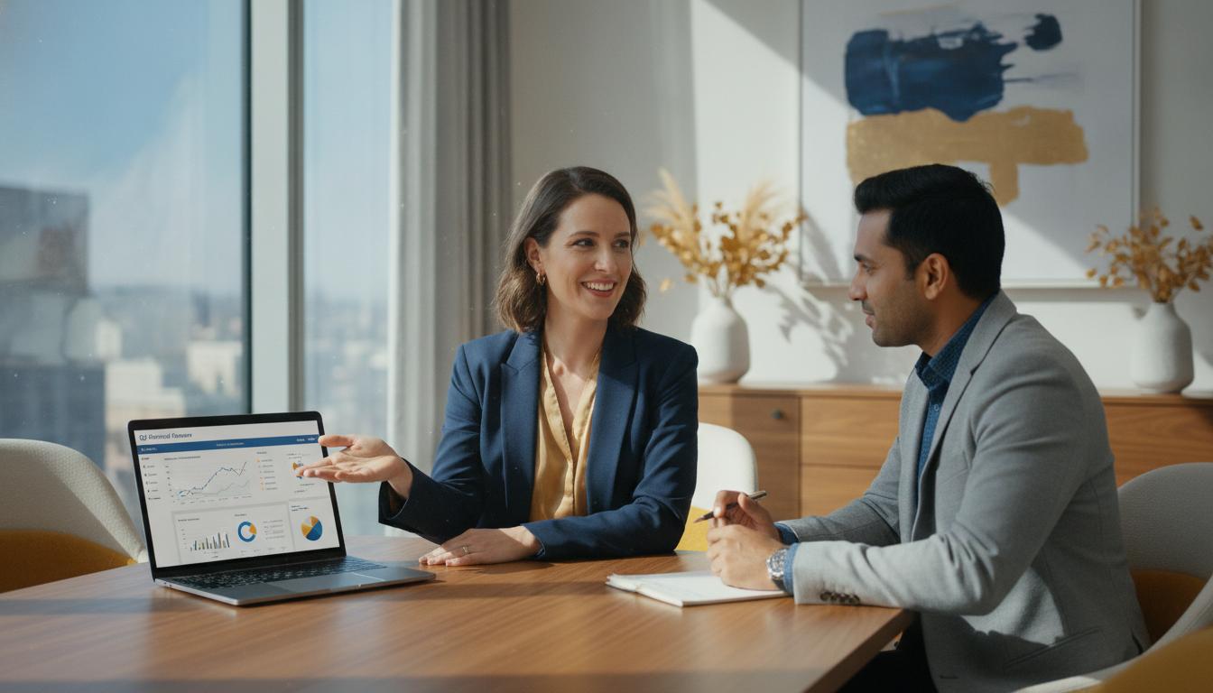 Büro-Management & Beratung — Professionelle Beratungssituation im modernen Büro